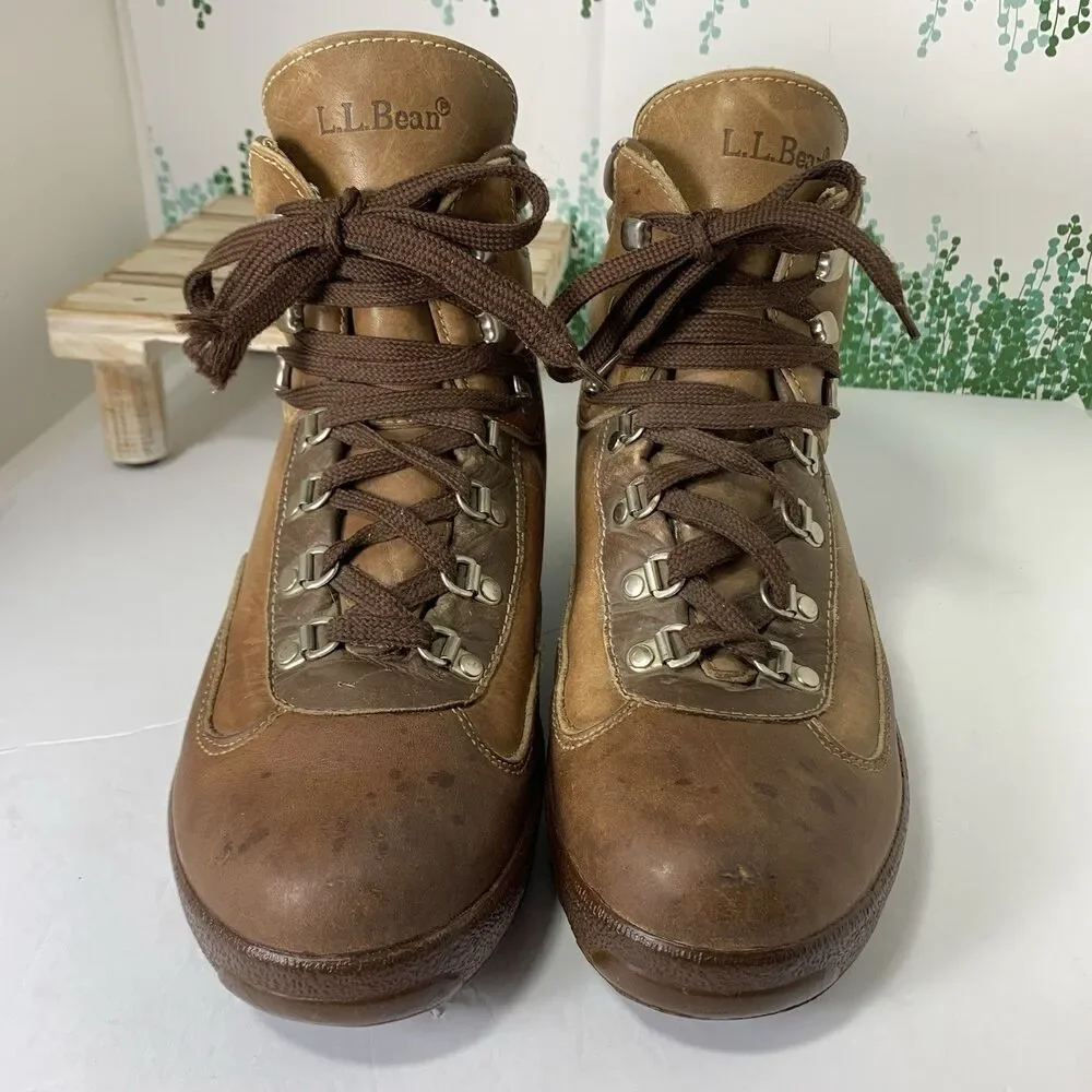 L. L. Bean Vintage Cowhide Leather Hiking Gore-Tex Boots Size 8.5 Mens